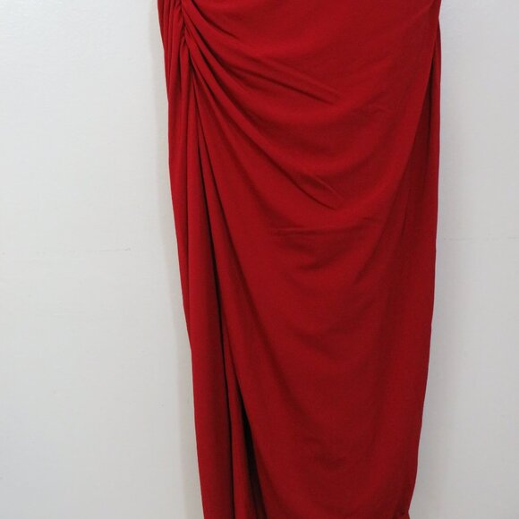 Jason Wu Collection Size 10 Ruched Stretch Jersey Maxi Dress Slit Burgundy NEW - Picture 7 of 8